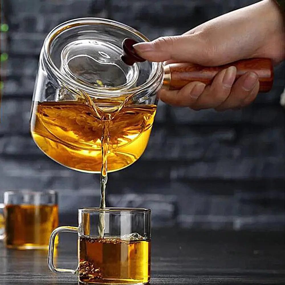 Glasteekanne mit Holz 500ML