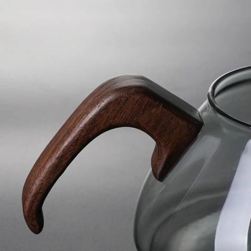 Glasteekanne mit Holz, 600ML, Design und minimalistisch