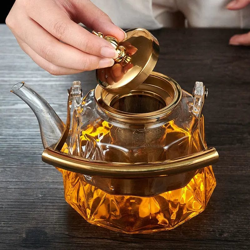 Goldene Glasteekanne 1L