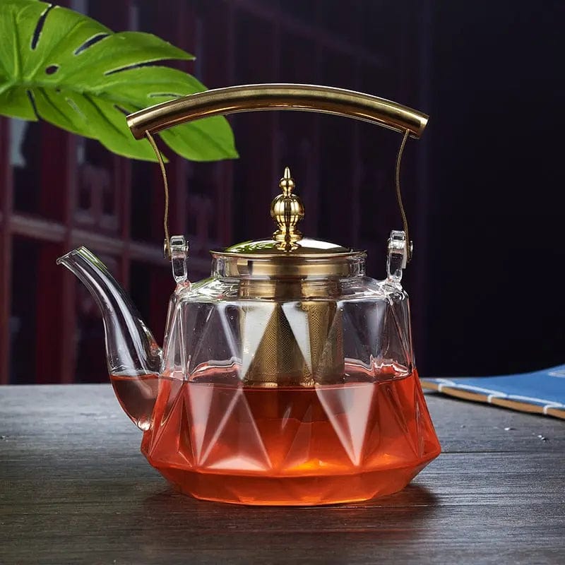 Goldene Glasteekanne 1L