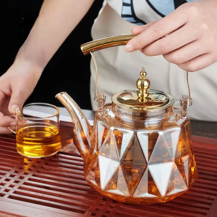 Goldene Glasteekanne 1L