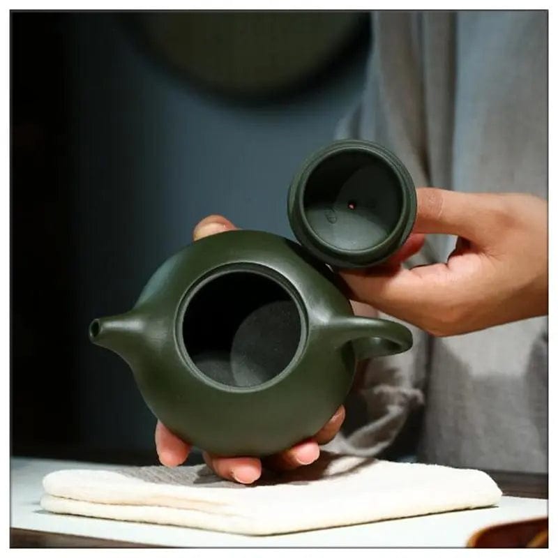 Grüne flache chinesische Ton-Teekanne 200ML