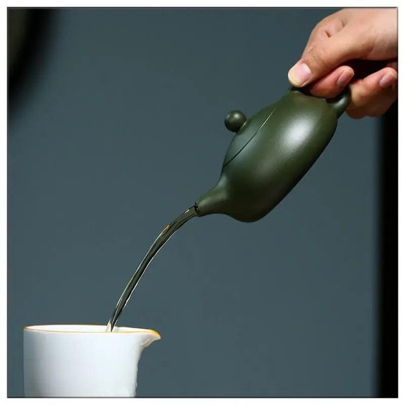 Grüne flache chinesische Ton-Teekanne 200ML