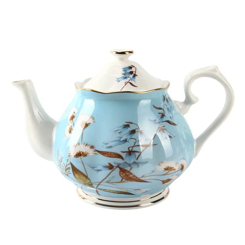 Hellblaue Englische Porzellan-Teekanne 1L