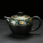 Hochwertiges chinesisches Tee-Set Schwarz und Gold