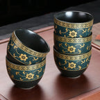 Hochwertiges chinesisches Tee-Set Schwarz und Gold