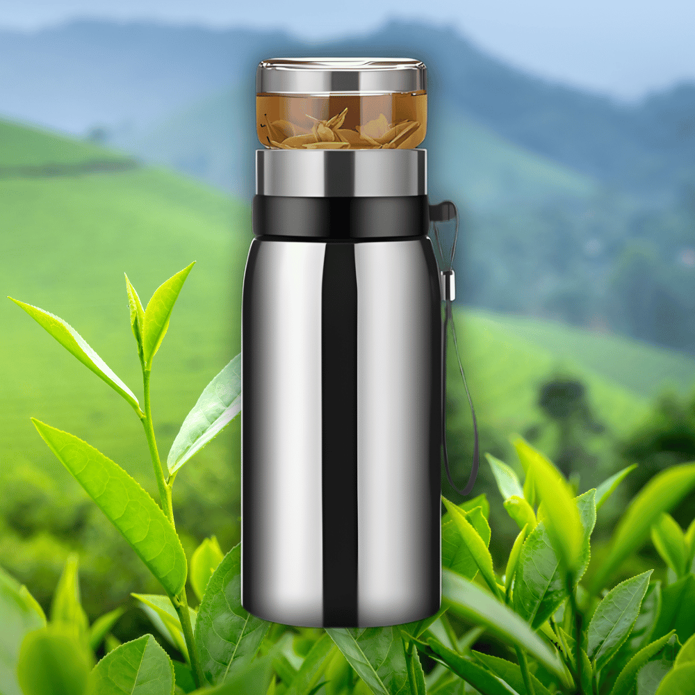 Edelstahl-Thermosflasche mit separatem Teefilter