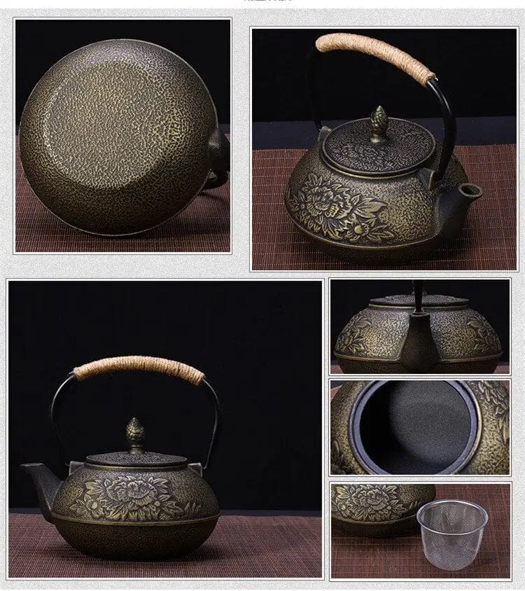 Japanische Gusseisen-Teekanne Große Blume 800ML