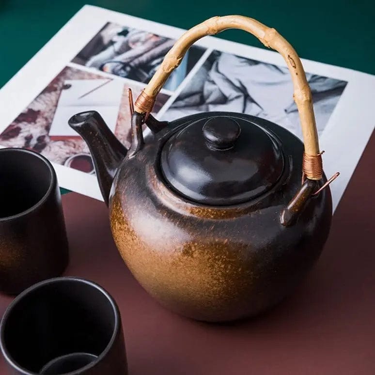 Japanische Keramik-Teekanne Braun Bambus 500ML