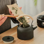 Japanische Teekanne mit Bergmotiven aus Keramik 350ml