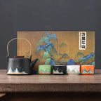 Japanisches Keramik-Teeservice mit Bergmotiven