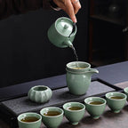 Japanisches Teeservice in Jadegrün Craquelé