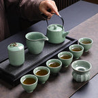 Japanisches Teeservice in Jadegrün Craquelé