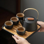 Japanisches Teeservice Schwarz Keramik Design