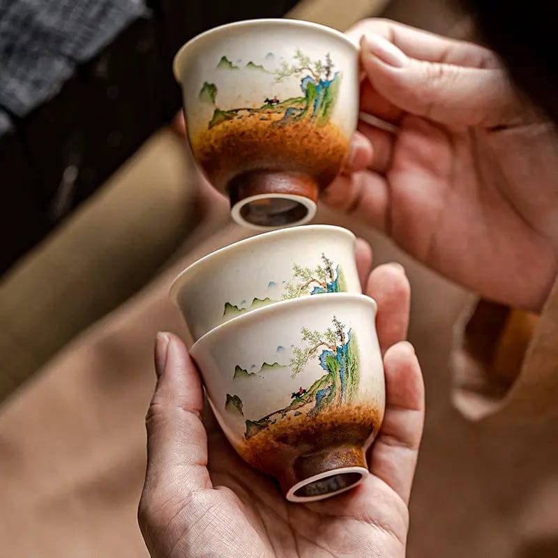 Keramik-Teetasse mit Landschaftsmalerei 50 ml