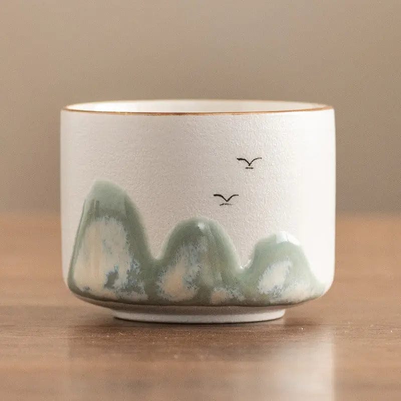Keramik-Teetassen mit Bergmotiven 75ml