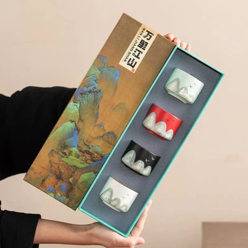 Keramik-Teetassen mit Bergmotiven 75ml