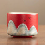 Keramik-Teetassen mit Bergmotiven 75ml