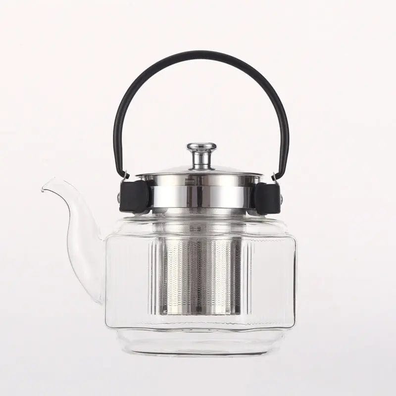 Klassische Glasteekanne mit schwarzem Griff 800ml