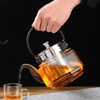 Klassische Glasteekanne mit schwarzem Griff 800ml