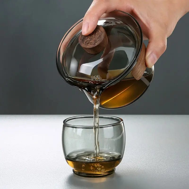 Luxuriöser Gaiwan-Glas-Teekanne 230 ml