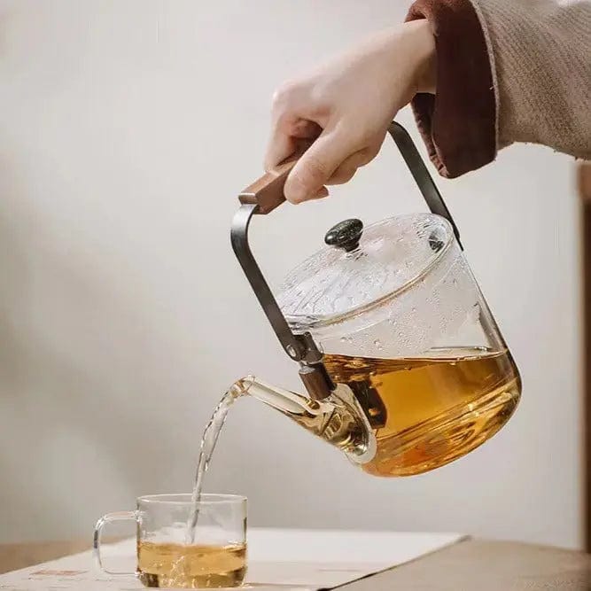 Moderne transparente Glasteekanne 1L