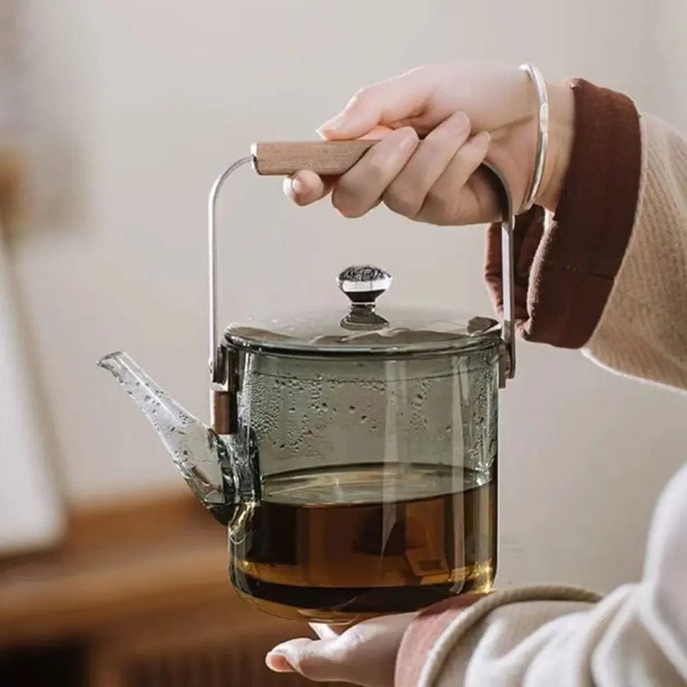 Moderne transparente Glasteekanne 1L