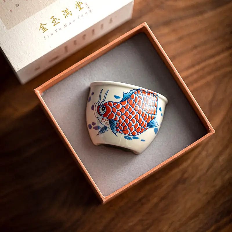 Porzellan-Teetasse mit Karpfenmotiv 120ml