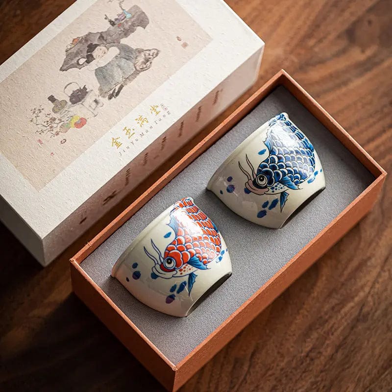 Porzellan-Teetasse mit Karpfenmotiv 120ml