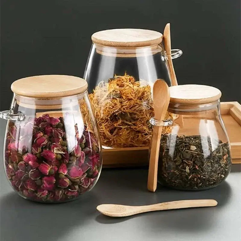 Glas-Vorratsdose mit Bambusdeckel