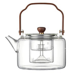 Premium Chinesische Glasteekanne mit Holzgriff 1,3L