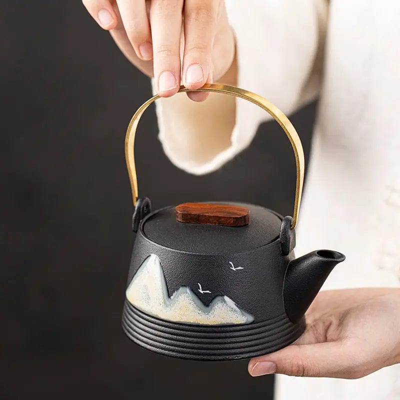 Schwarze Japanische Teekanne aus Keramik 290 ml