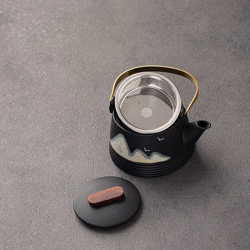 Schwarze Japanische Teekanne aus Keramik 290 ml