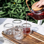 Skandinavisches Teeservice aus Glas und Akazienholz 600ML