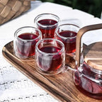 Skandinavisches Teeservice aus Glas und Akazienholz 600ML