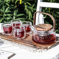 Skandinavisches Teeservice aus Glas und Akazienholz 600ML