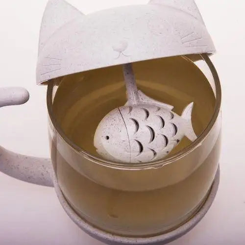 Katzen-Teebecher mit Fisch-Sieb – Bild 5