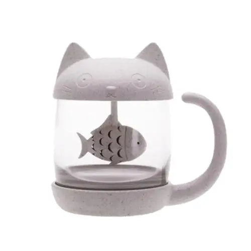 Katzen-Teebecher mit Fisch-Sieb – Bild 3