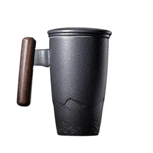 Keramik-Teebecher mit Sieb 400ml – handwerkliches Design – Bild 2