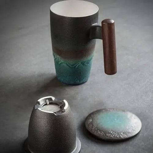 Keramik-Teebecher mit Sieb und Deckel 400ml – Bild 6