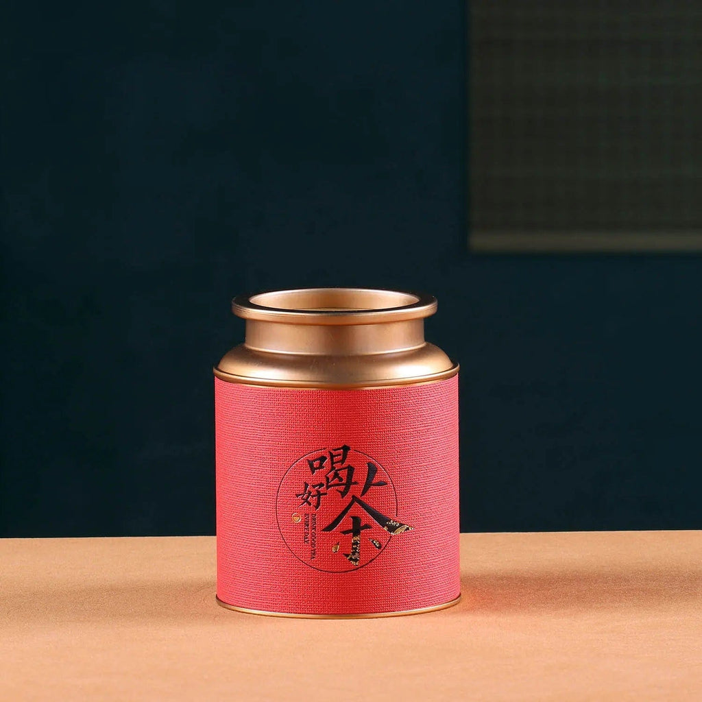 Teedose aus Metall mit chinesischen Motiven