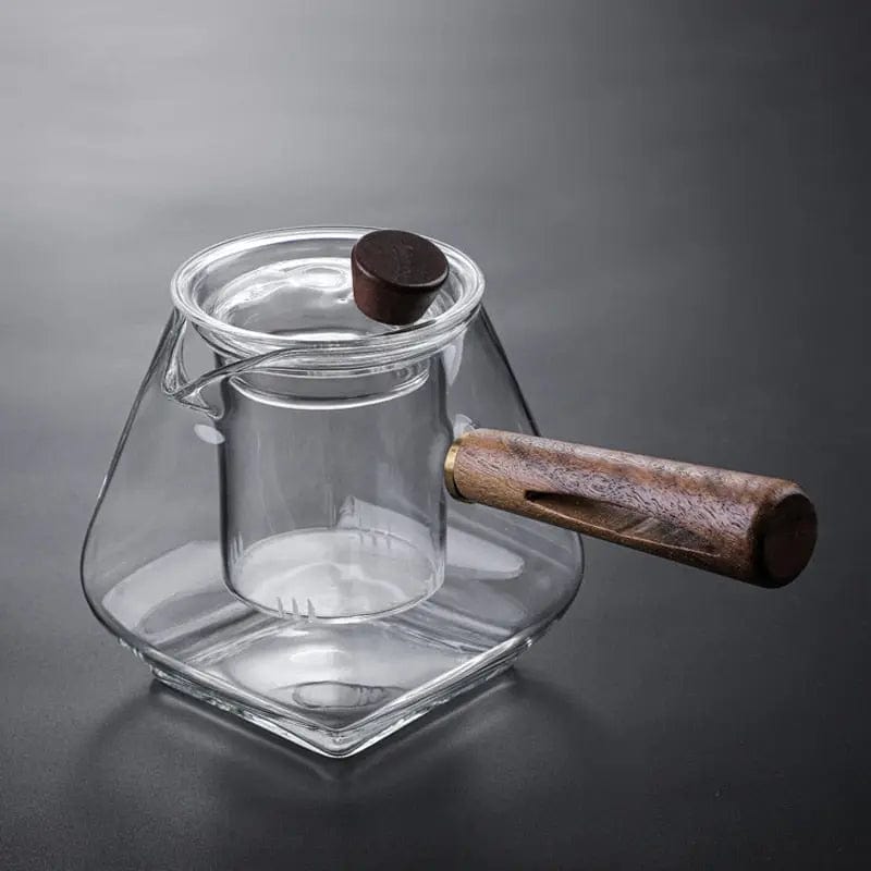 Teekanne aus Glas mit Holzgriff 700ML