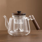 Teekanne aus Glas mit Nussbaum-Design 1L