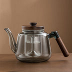Teekanne aus Glas mit Nussbaum-Design 1L