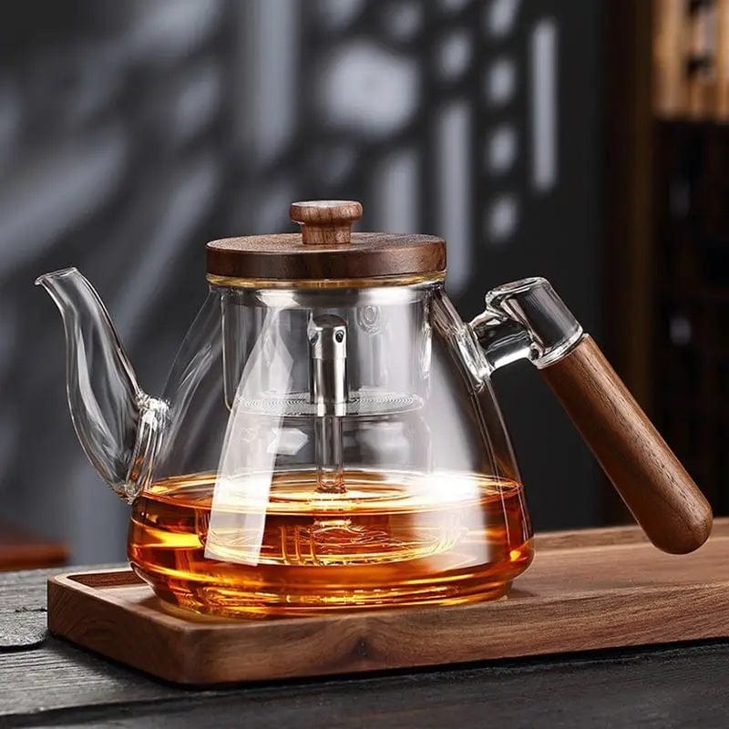 Teekanne aus Glas und Holz 900ML