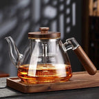 Teekanne aus Glas und Holz 900ML