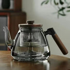 Teekanne aus Glas und Holz 900ML