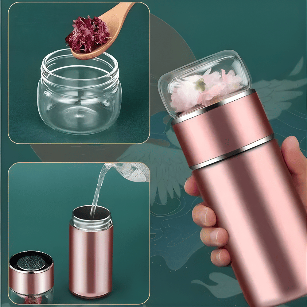 Design-Teethermos aus Edelstahl mit Sieb – Bild 2