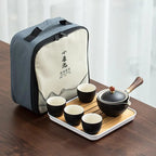 Transportierbares chinesisches Tee-Set aus Keramik