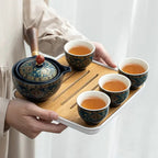Transportierbares chinesisches Tee-Set aus Keramik